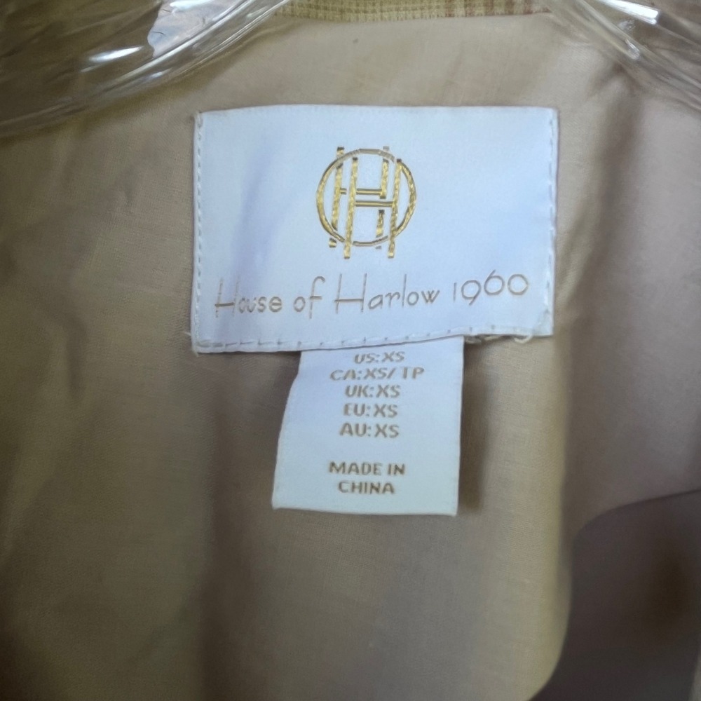 House of Harlow 1960 Womens Tan Windowpane Blazer Jacket XS Professional Classy - Picture 3 of 14